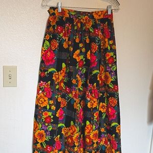Vintage 70s floral Barkcloth skirt